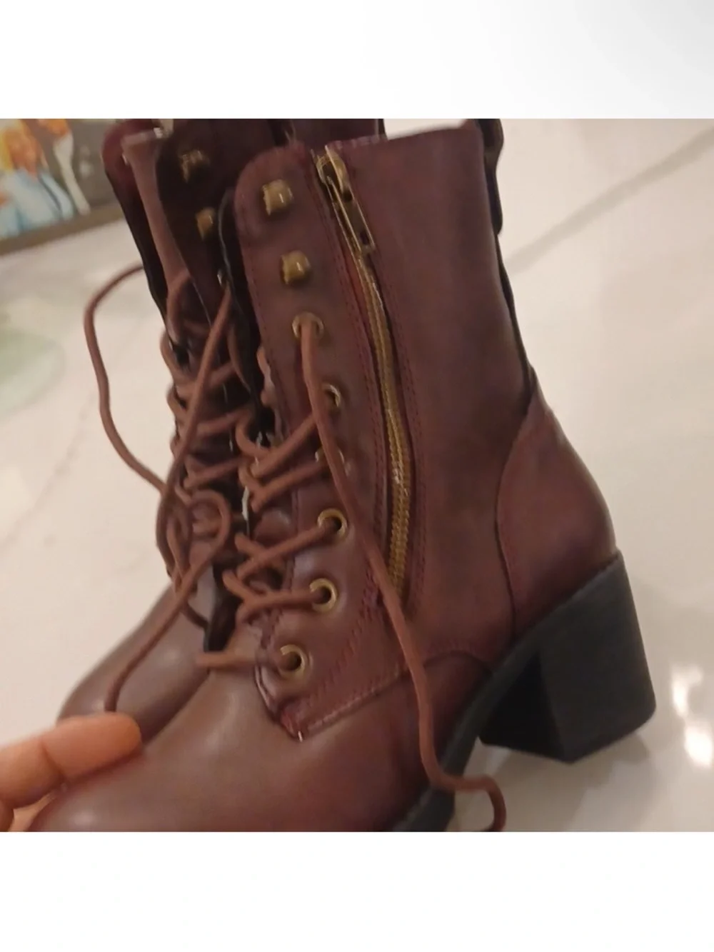 SUN + STONE SLOANIE LACE UP COMBAT BOOTS WOMEN'S SZ 5